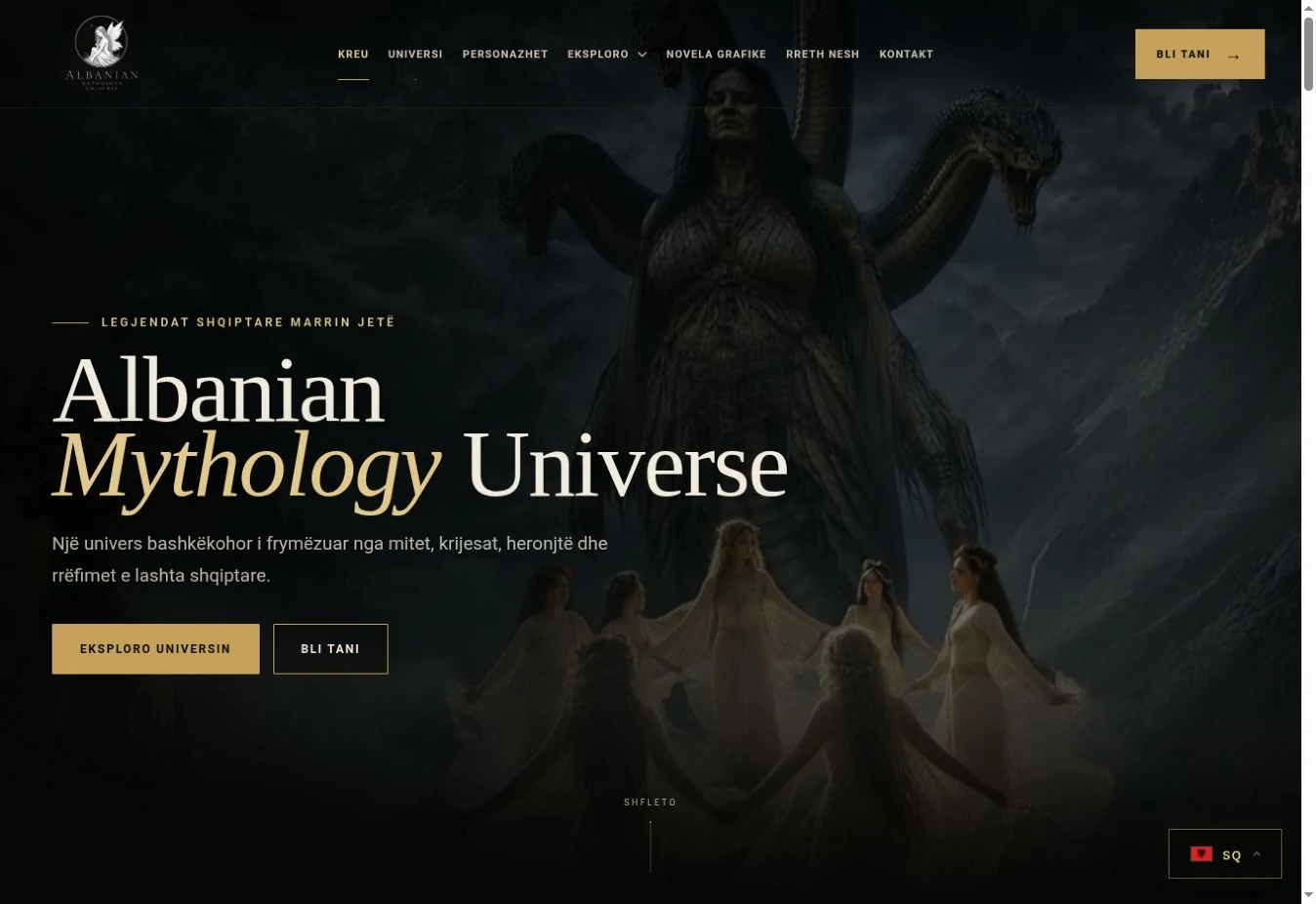 Pamje reale e kryefaqes së Albanian Mythology Universe